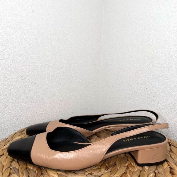 Veronica Beard Shoes - Veronica Beard Heels Cecile Half d'Orsay Slingback Block Heel Captoe black camel